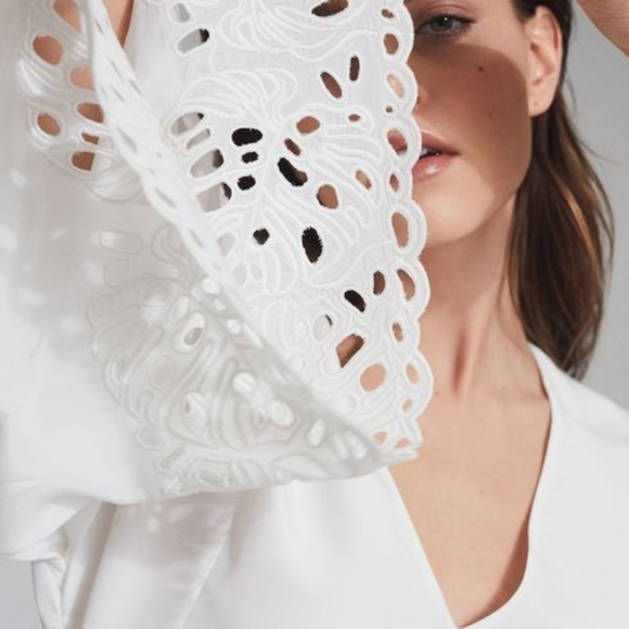 NWT REISS | Cecile Lace Cut-out Blouse - Picture 5 of 6